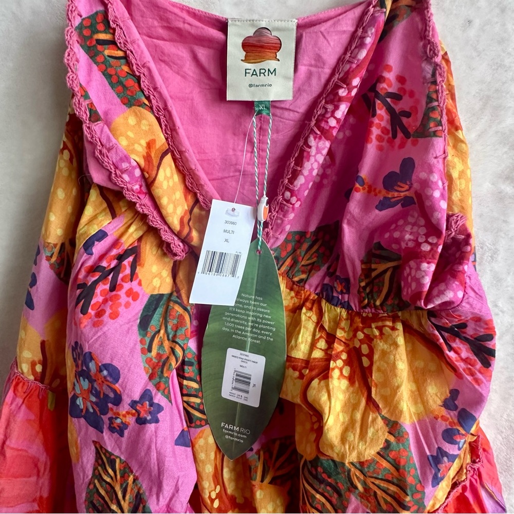 FARM Rio Pink & Orange Tropical Tiered Maxi Dress - Picture 9 of 12
